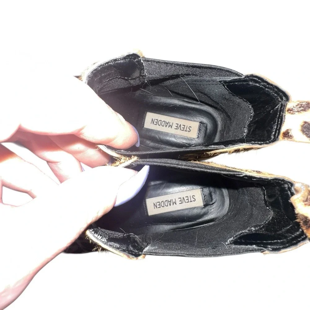 Steve Madden Womens Ankle Boots 7.5 Leopard Print Jerry Calf Hair Pull On Boots - Picture 8 of 10